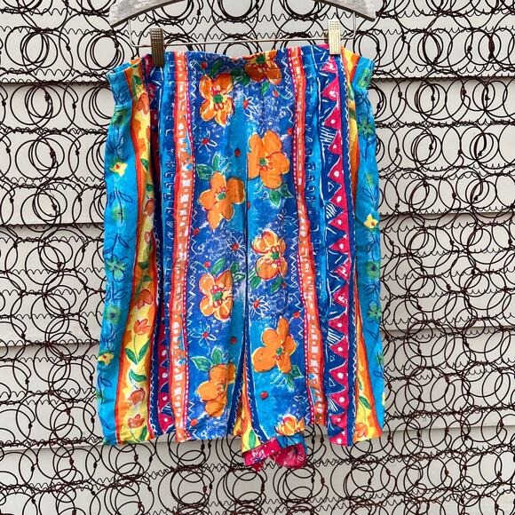 Vintage Koret Volup abstract bold tropical floral stripe lounge shorts - Picture 4 of 5